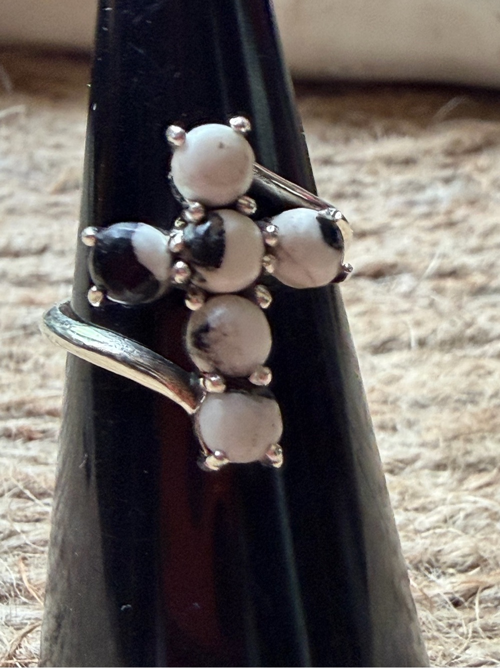 White Buffalo Cluster Cross Ring - Sterling Sliver Women Jewelry